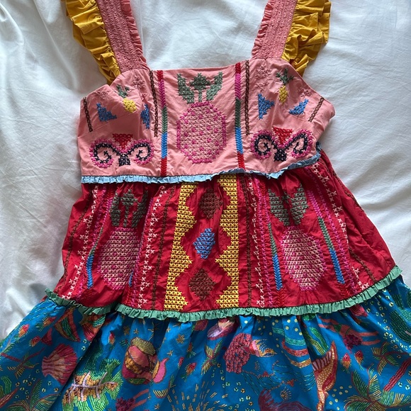 Farm Rio Color Block Embroidered Mini Dress - L - Picture 3 of 3